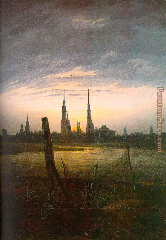 City at Moonrise painting - Caspar David Friedrich City at Moonrise art painting